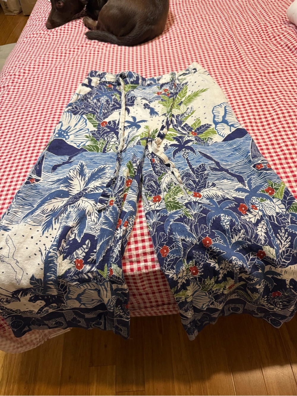 Joie Blue Floral Tropical Print Wide-Leg Capris